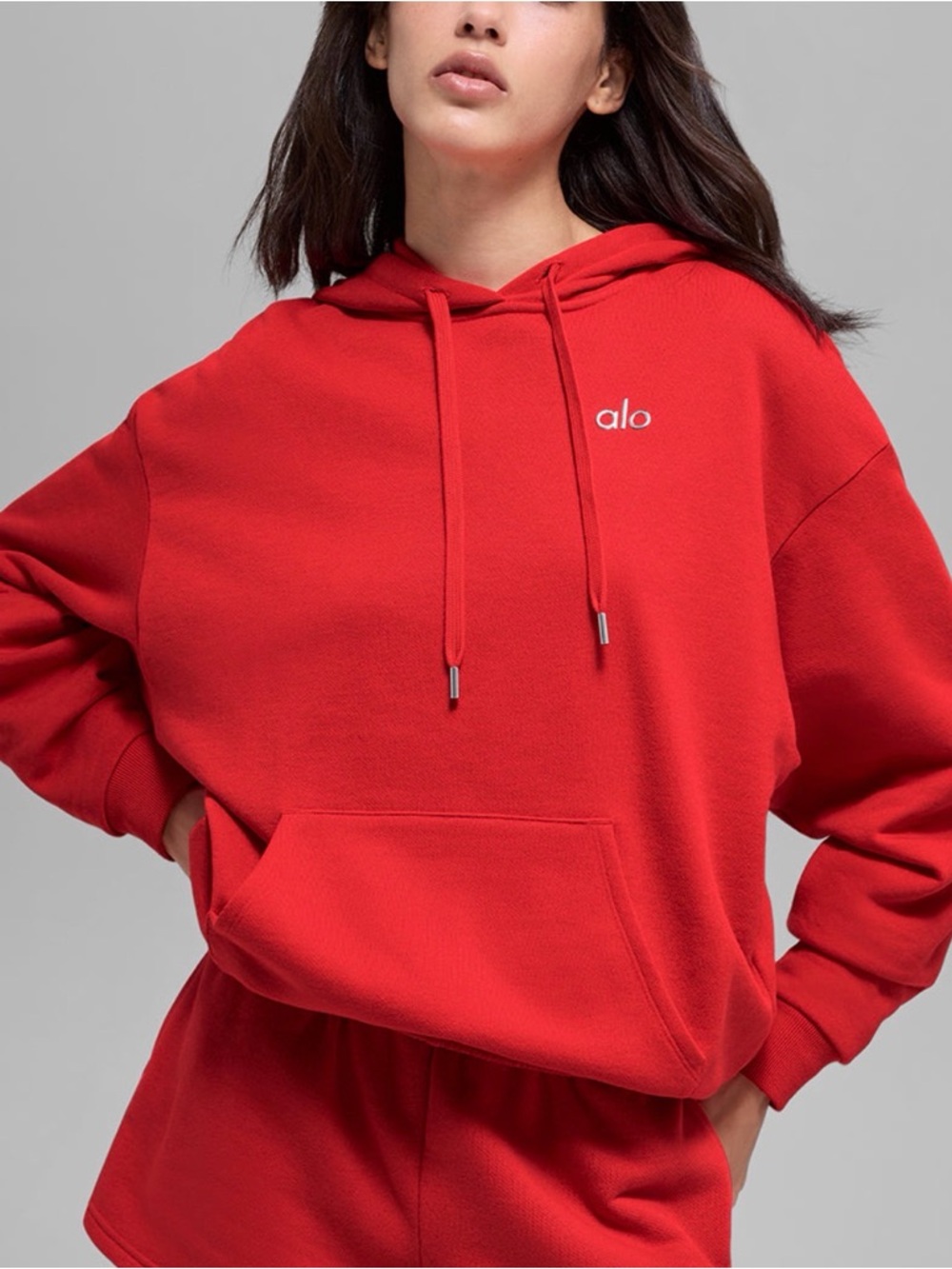 ALO Yoga Red Pullover Hoodie Sweatshirt- worn 3 times